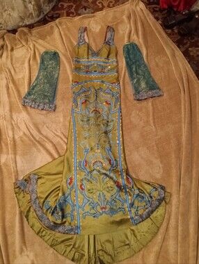 Stunning OOAK Modified Nicole Miller Collection Embroidered V-Neck Evening Dress